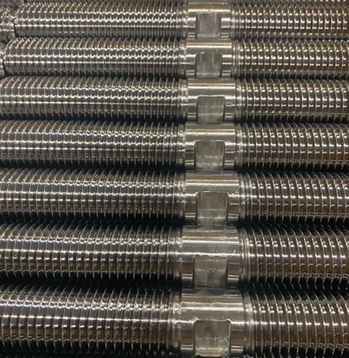 Close-Up of steel threaded studs