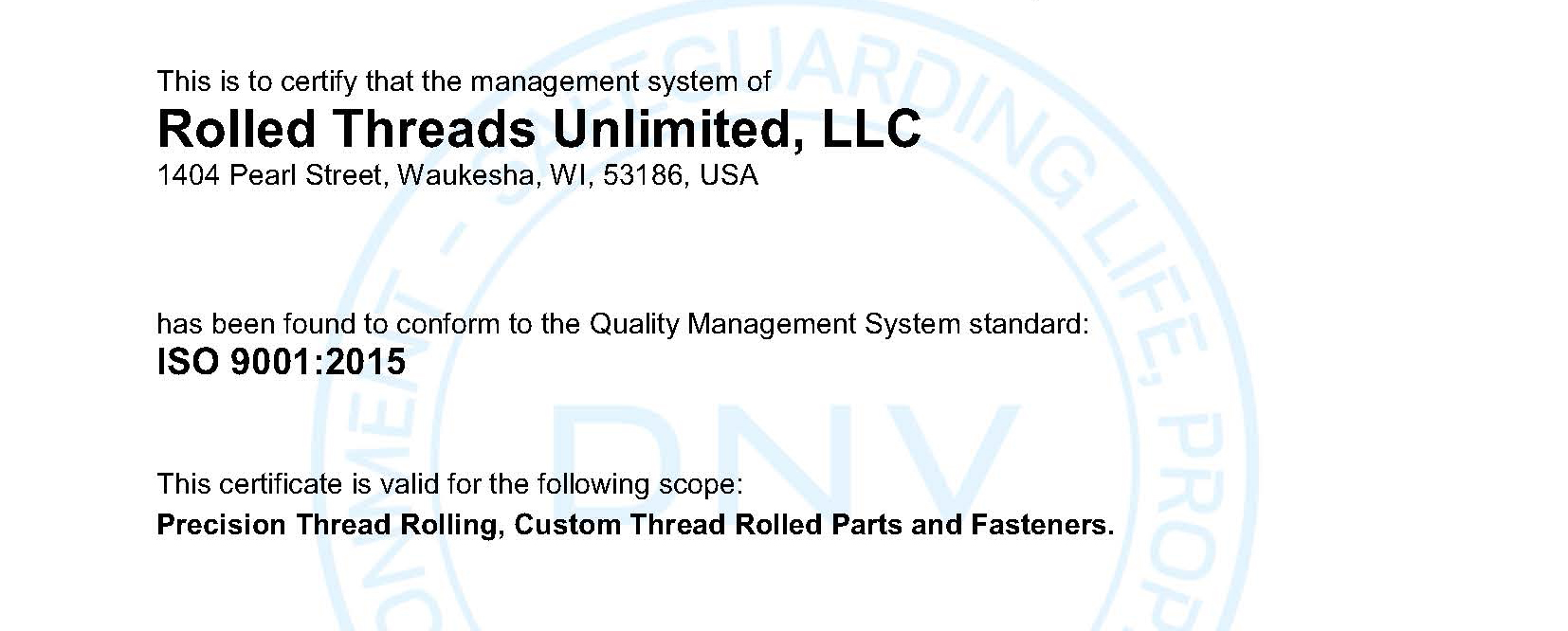 ISO 9001:2015 certification