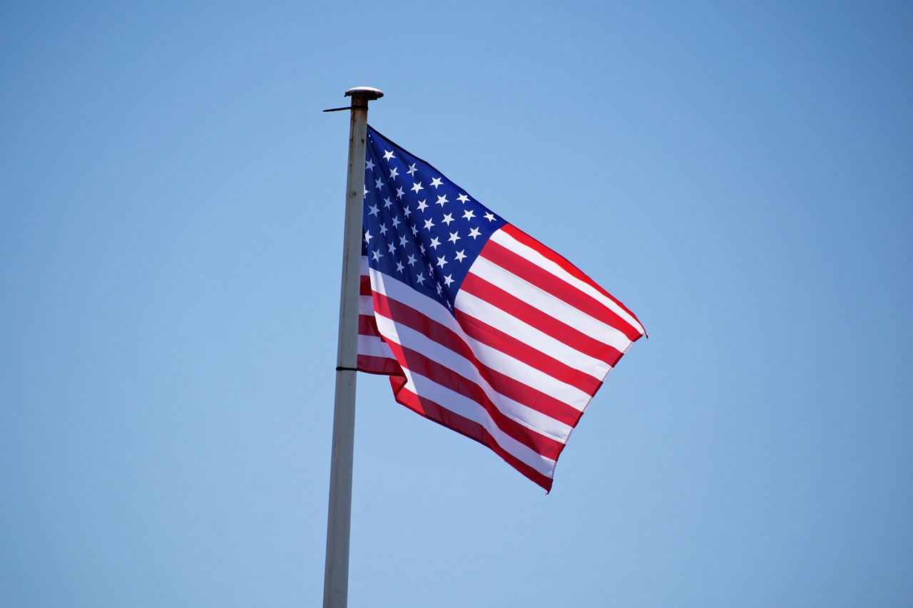US flag blowing in the wind - domestic manufacturing